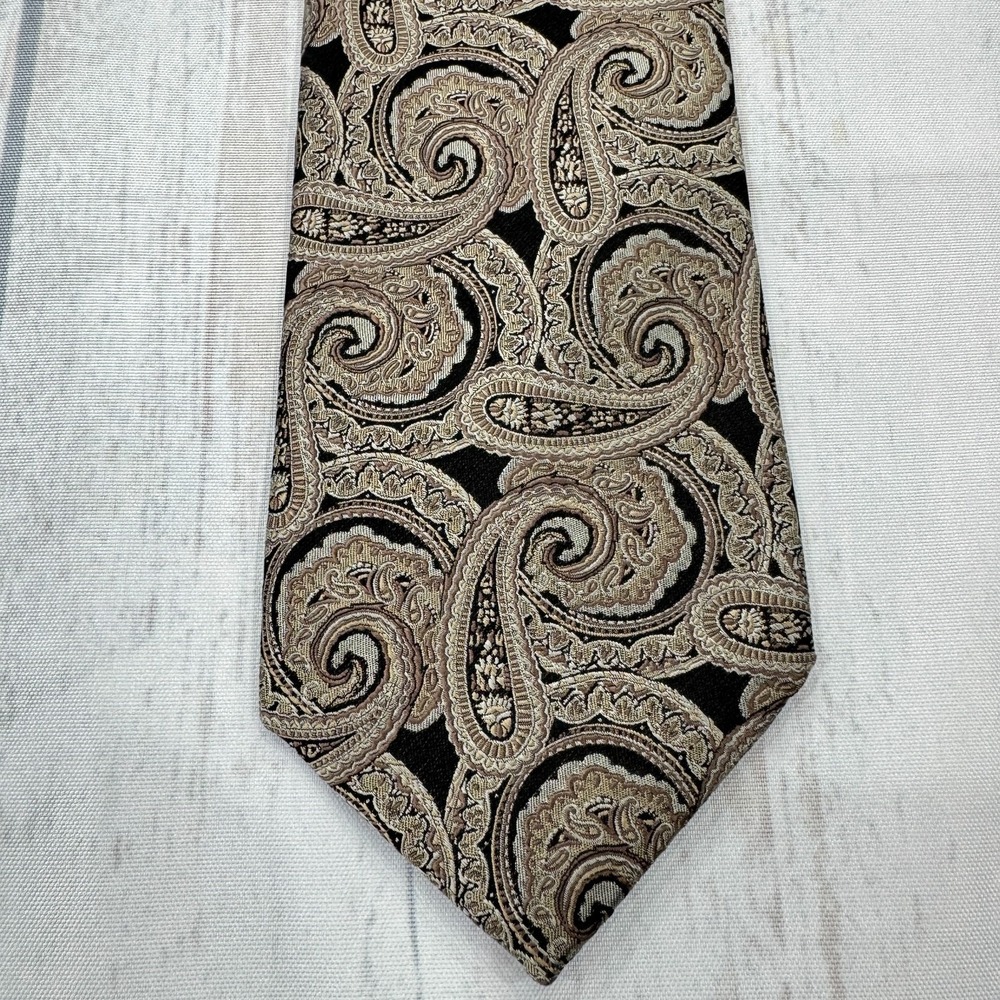 Robert Talbott Best of Class Neck‎ Tie Silk Beige Black Paisley Mens
